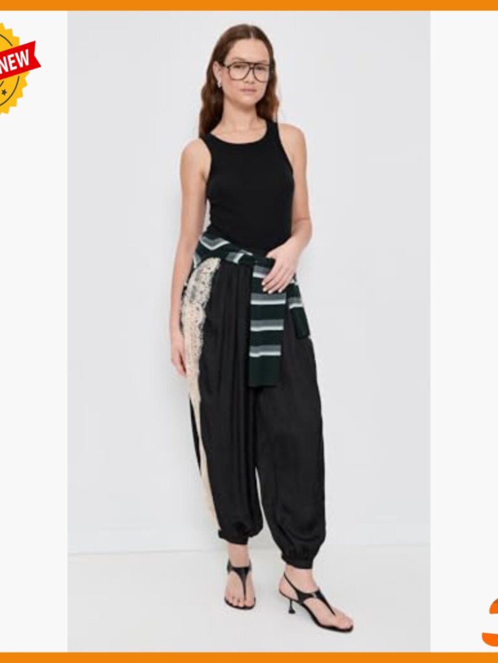 Lightweight Satin Bloomer Pants with Lace Trim Floral Pattern - Picture 5 of 6